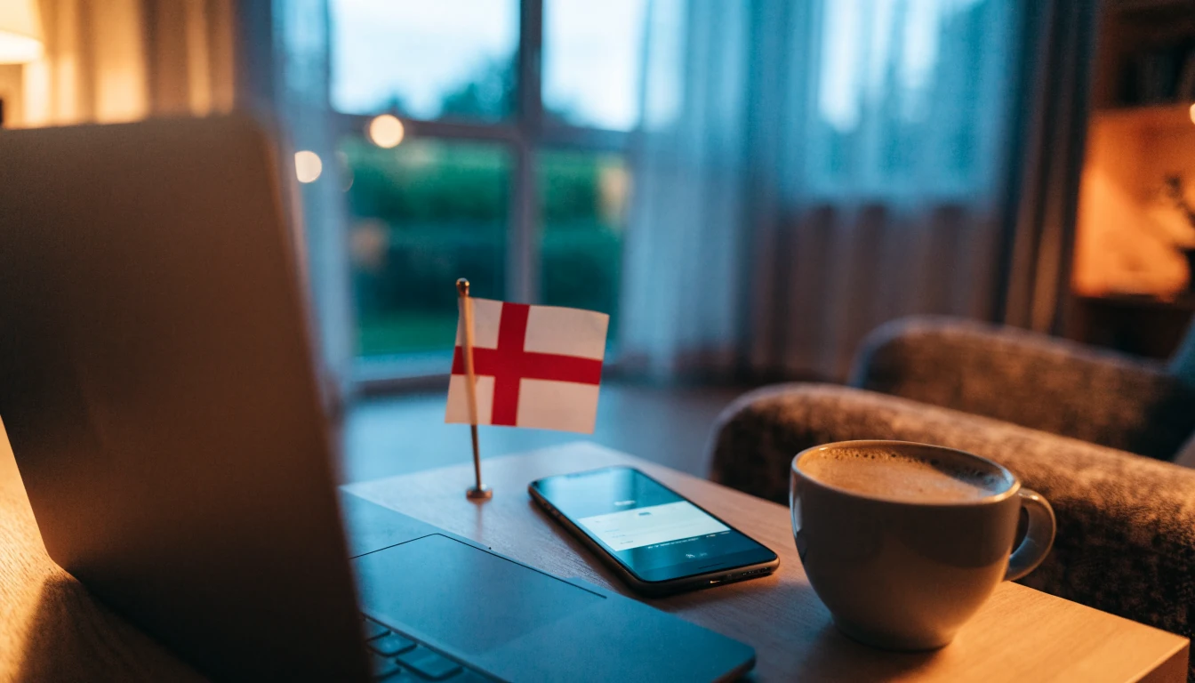 Suomalainen olohuone, jossa kannettava tietokone ja puhelin pöydällä